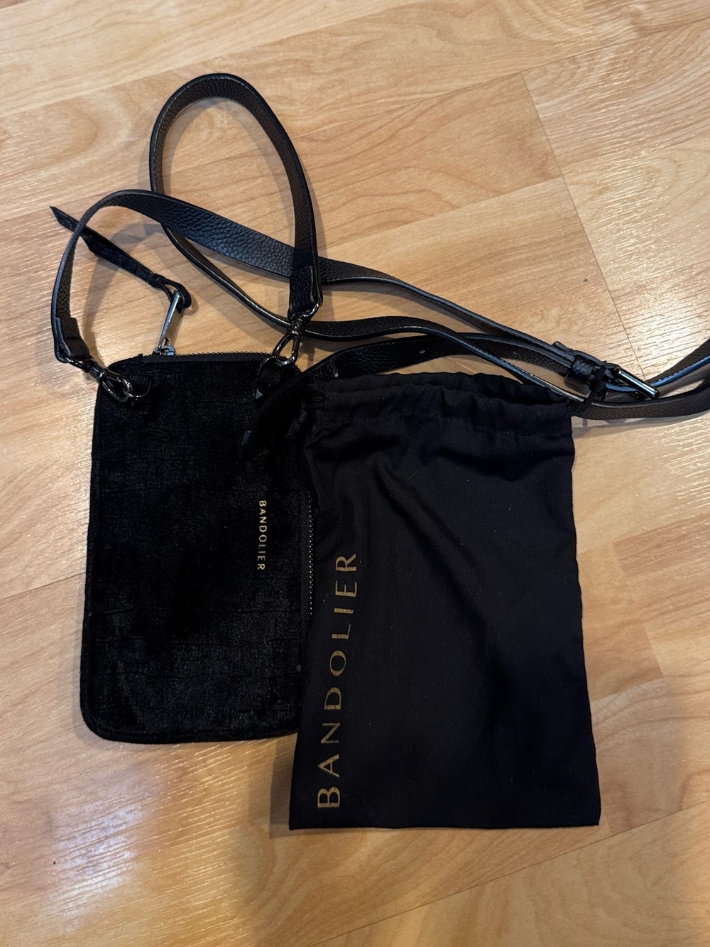 bandolier black velvet accessory pouch new